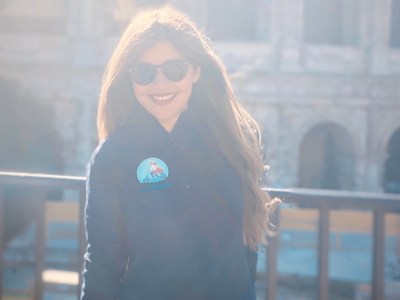 a person standing in front of a building