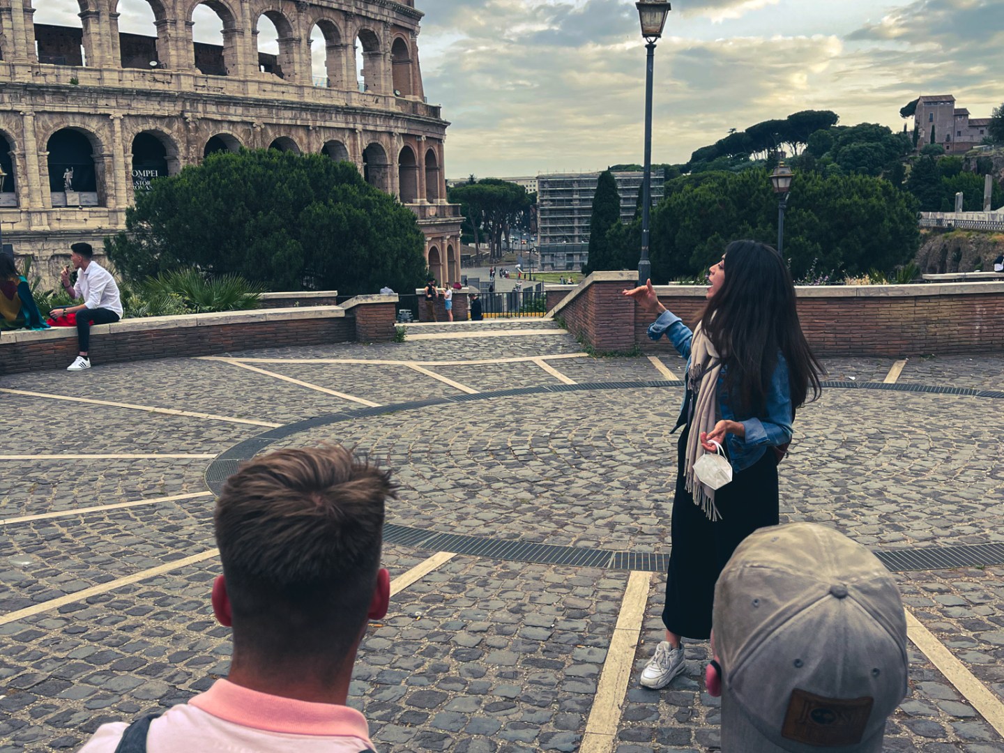a group of people standing in front of a building